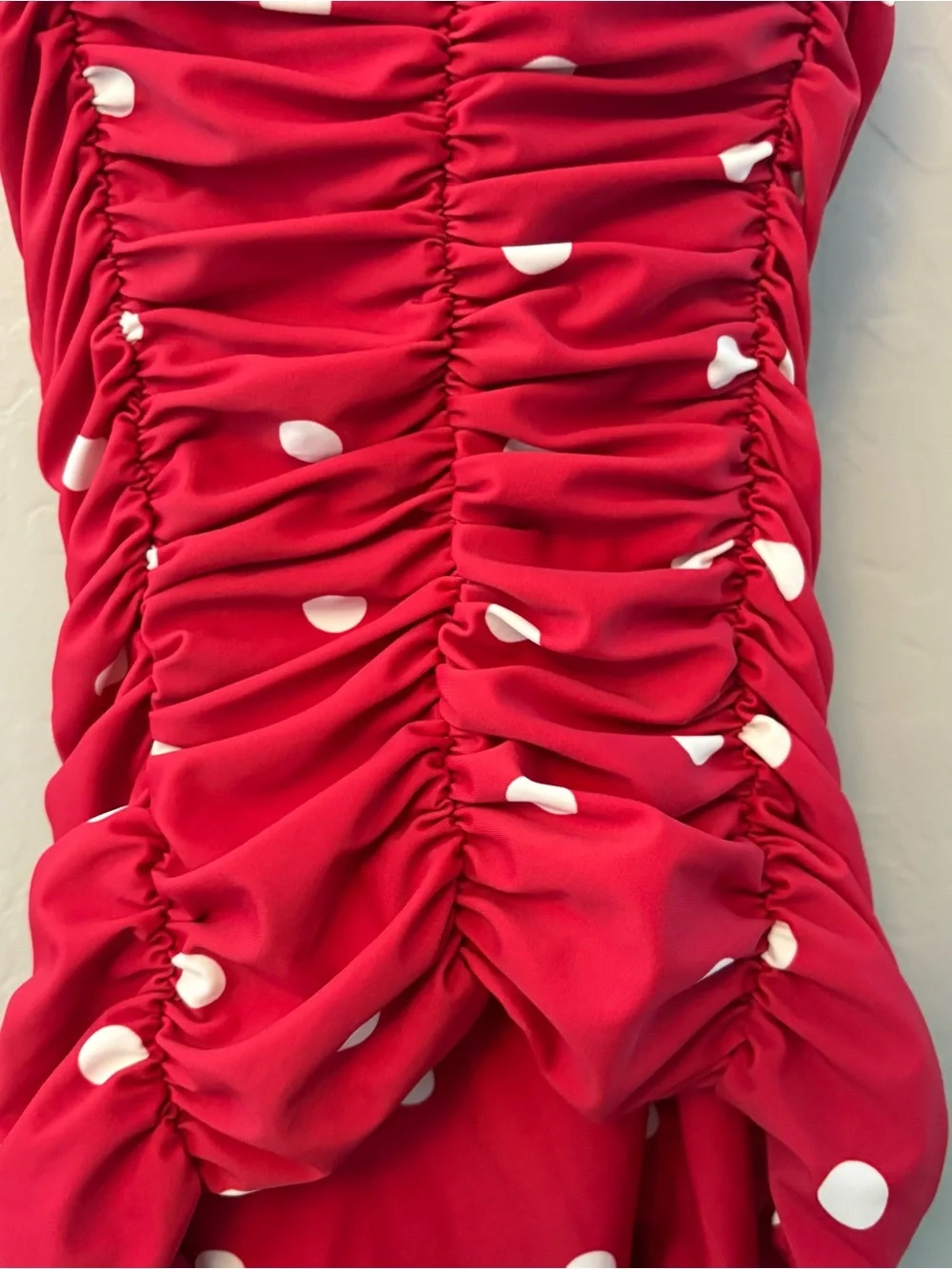 Unique vintage swim mansfield halter red white one piece dot swimsuit medium